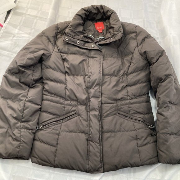 Esprit Women’s Quilted Zipper Front Brown Puffer Jacket Coat Size Us Small Warm! - Picture 1 of 12